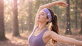 Yogrip wide yoga sports headband in purple — lifestyle